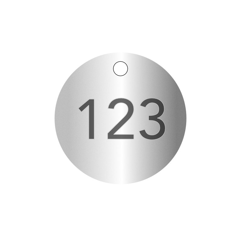 Baumnummer, Aluminium, silber eloxiert, ø 30-35-40 mm, Stärke 1 mm, mit dunkler Lasergravur