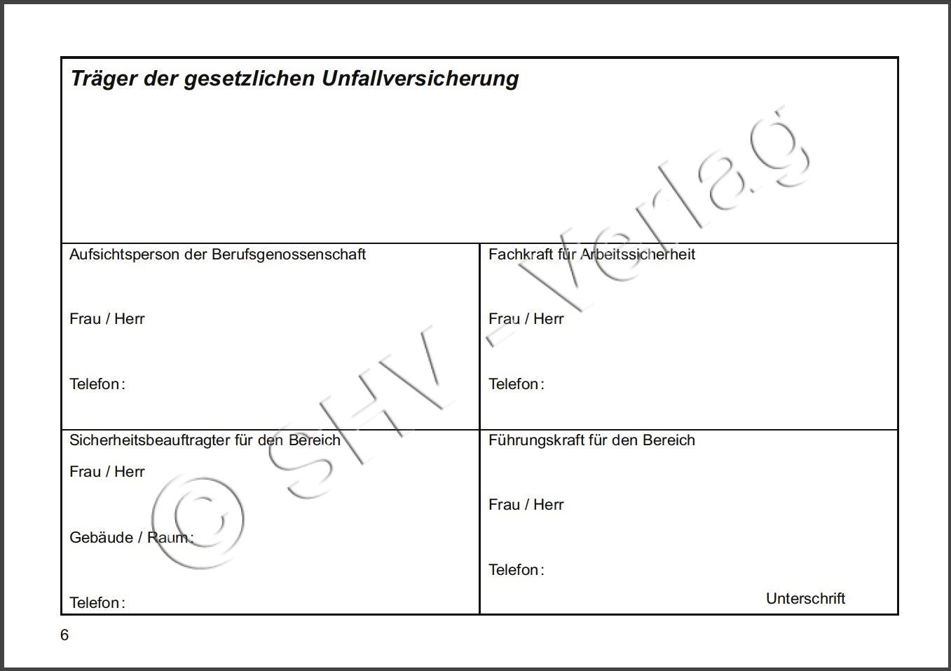 Unterweisungsbuch für die Unfallschutzbelehrung Arbeitsschutz 5