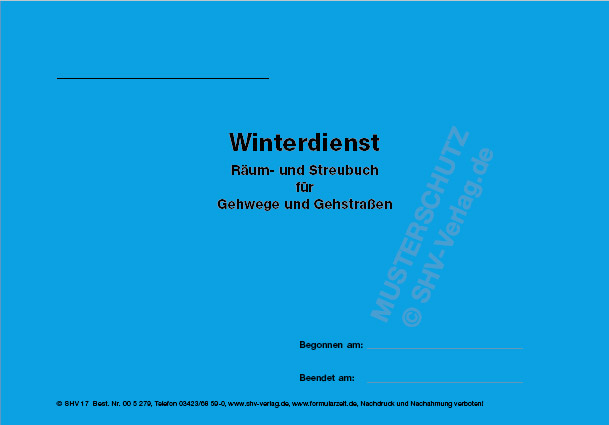Streubuch für Gehwege, Gehstraßen und Grundstücke, mit Ringösen 1