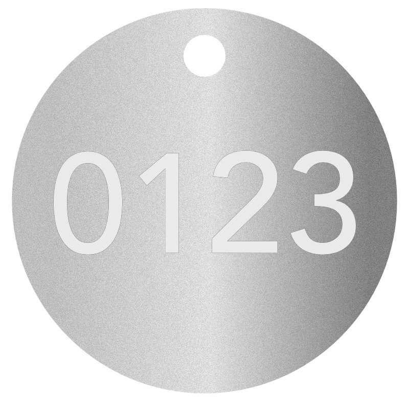 Baumplakette, Baumschild, ø 50 mm, Stärke 1 mm, Aluminium matt eloxiert, fortl. Nummeriert, Laserbeschriftung