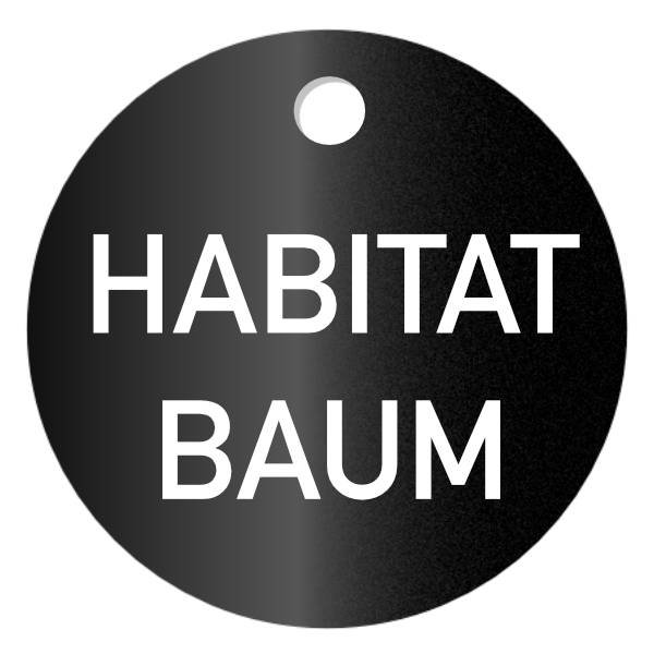 Habitatbaum Plakette, Baummarke, Baumschild, ø 50 mm, Stärke 1 mm, Aluminium rot eloxiert, Laserbeschriftung Habitatbaum Plakette, Baummarke, Baumschild, ø 50 mm, Stärke 1 mm, Aluminium rot eloxiert, Laserbeschriftung