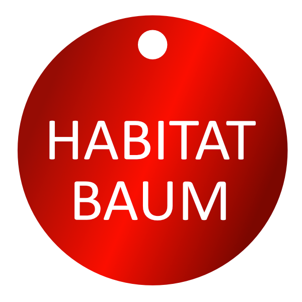 Habitatbaum Plakette, Baummarke, Baumschild, ø 50 mm, Stärke 1 mm, Aluminium rot eloxiert, Laserbeschriftung Habitatbaum Plakette, Baummarke, Baumschild, ø 50 mm, Stärke 1 mm, Aluminium rot eloxiert, Laserbeschriftung