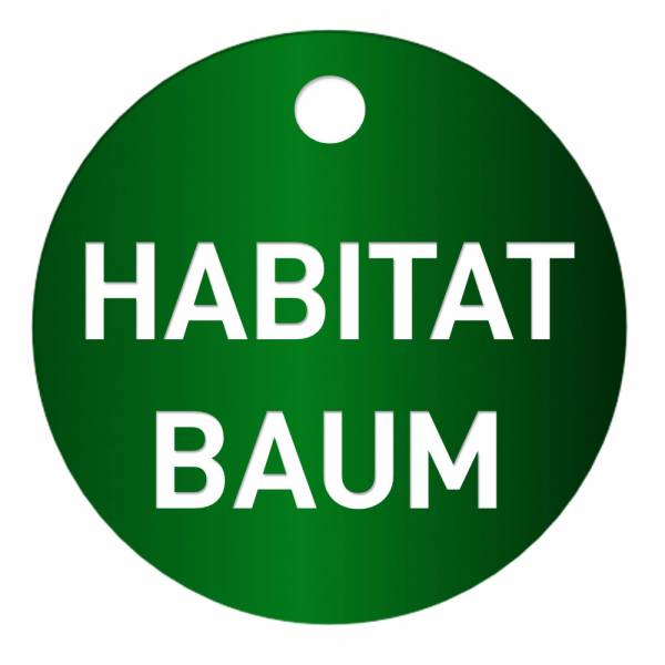 Habitatbaum, Baumplakette, Plakette 40mm, Text, gruen